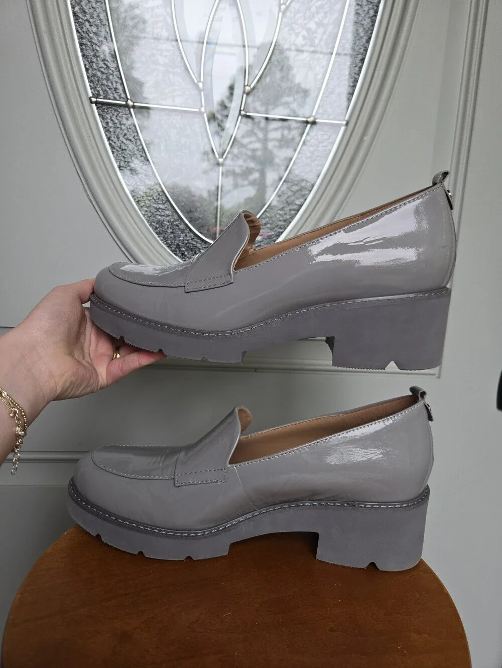 Naturalizer Darry Loafers Gray Leather